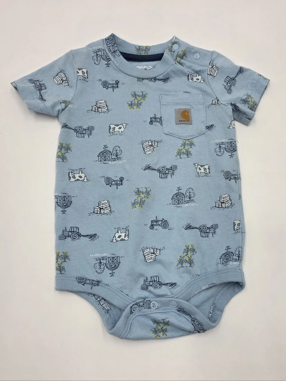 Carhartt baby boy farm print bodysuit size 9 months